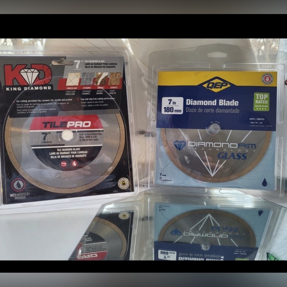 King Diamond & QEP 7” Diamond Rim Glass, Porcelain, Ceramic Cutting Blades